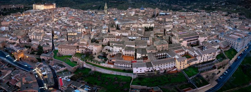 toledo, italy, drone, day, sky, medieval, city, river, clouds, spectacular Toledo from abovephoto preview