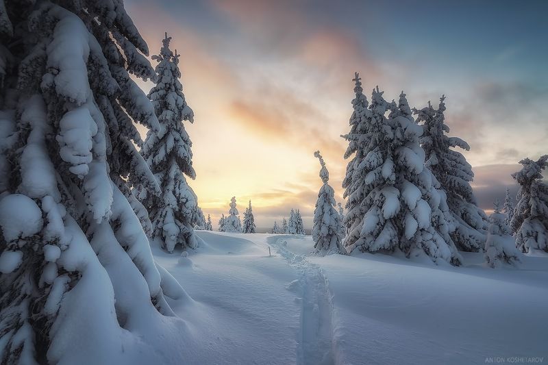 Морозным вечером в Уральских горахphoto preview