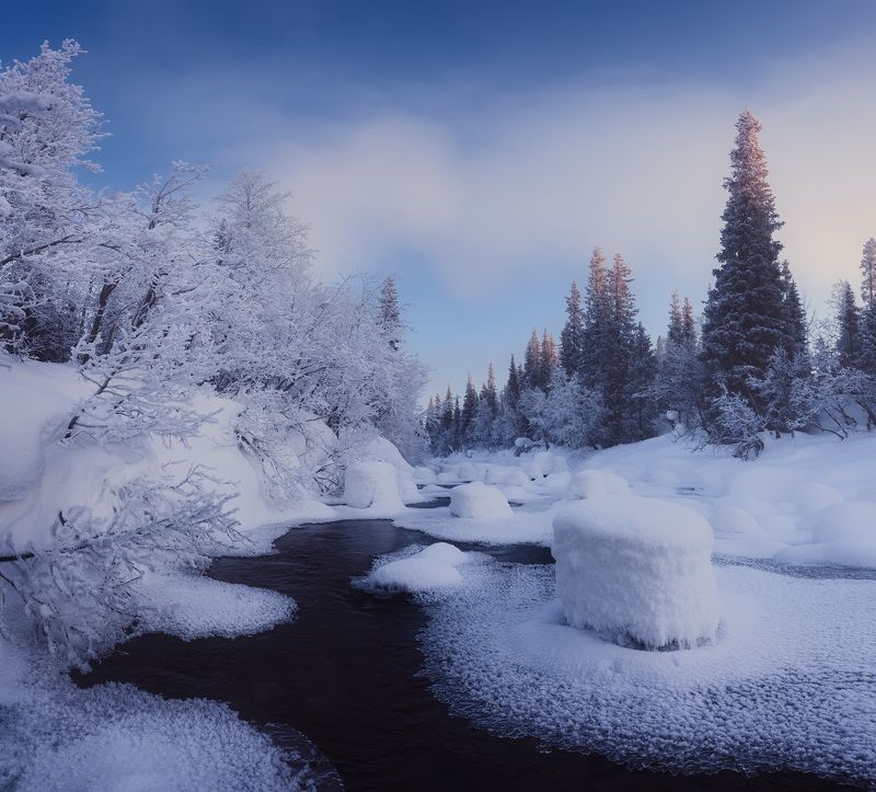 север, кольский, лес, зима, река Зима на Кольскомphoto preview