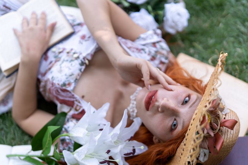Laying on the grass