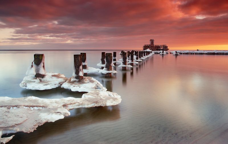 sea, sky, blue, baltic, gdynia, poland, sunrise, magenta, stones Baltic Seaphoto preview