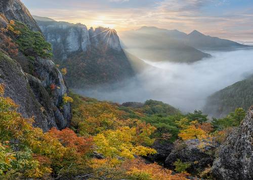 Autumn leaves fairy tale in Juwangsan national park