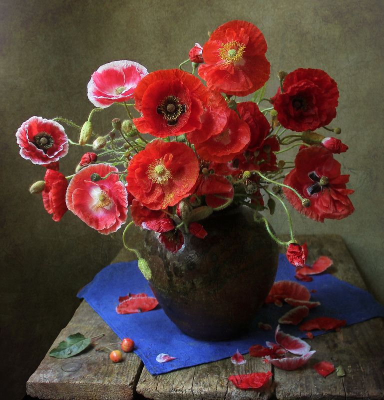 натюрморт, цветы, маки, лето, марина филатова, букет цветов Макиphoto preview