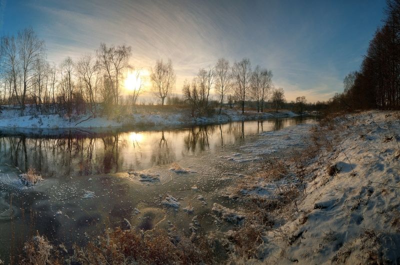 Истра, пейзаж, Подмосковье, зима, река, закат Вдоль по Истреphoto preview
