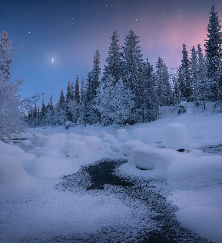 север, кольский, лес, зима, река Зимняя сказкаphoto preview