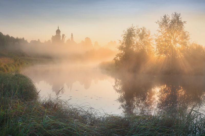 утро, туман, река Утренняя зорькаphoto preview