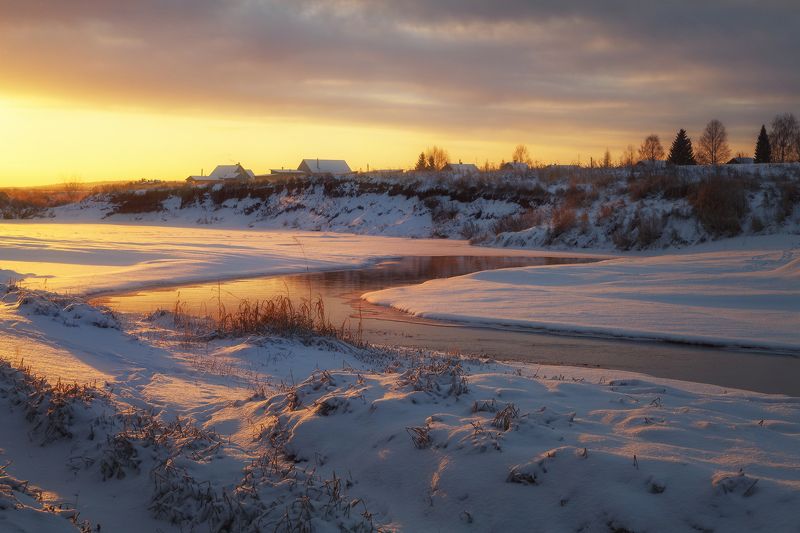 зима, река, закат У речкиphoto preview