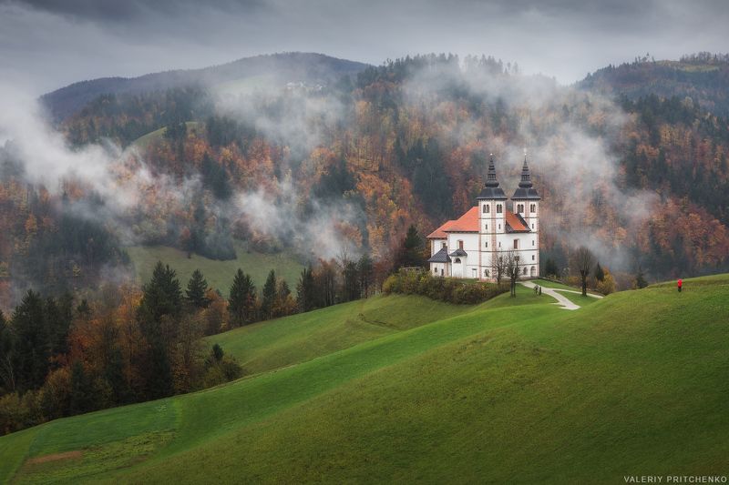 slovenia, church, autumn, landscape, словения, пейзаж, церковь Церковь Святого Вольбенкаphoto preview