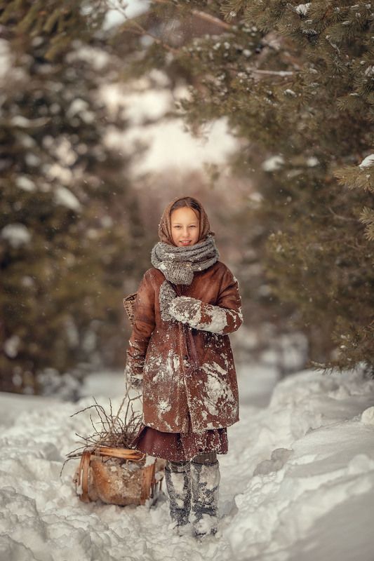 дети, детская фотография, зима, деревенский стиль, деревенские дети Друзьяphoto preview