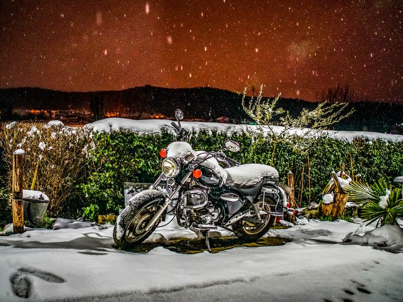 Motorcycle in the snow