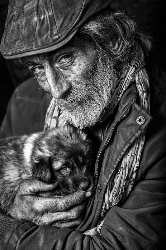 #humans and dogs #portrait #black and white #homeless the dudephoto preview