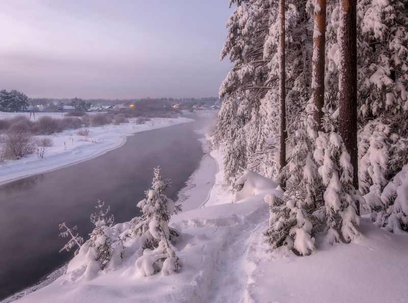 зима мороз сумерки река Нежность декабрьских сумерекphoto preview