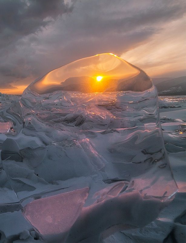 россия, байкал, лёд, закат, март Лёд Байкалаphoto preview