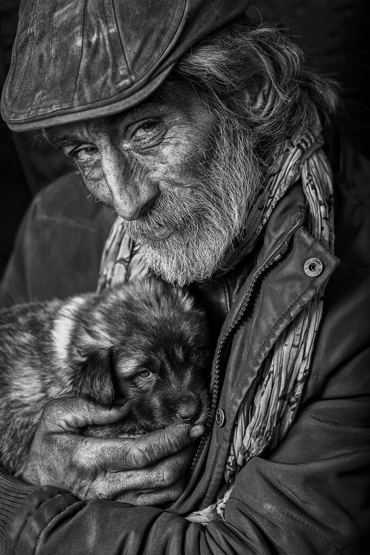 #humans and dogs #portrait #black and white #homeless the dudephoto preview