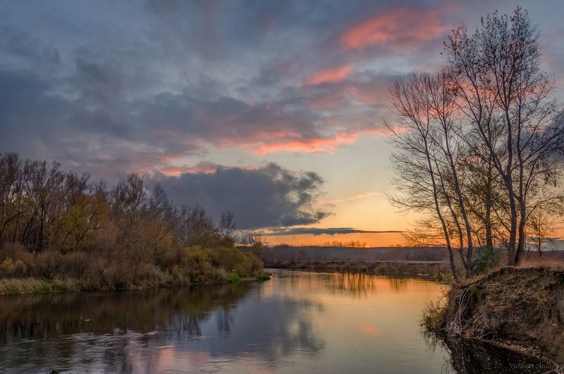 вечер, осень, небо, закат, река урал, оренбургская область Вечер на реке Уралphoto preview
