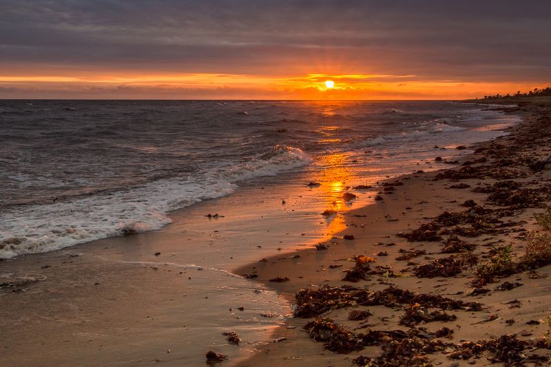 белое море,закат,прибой,терский берег,солнце Беломорье.photo preview