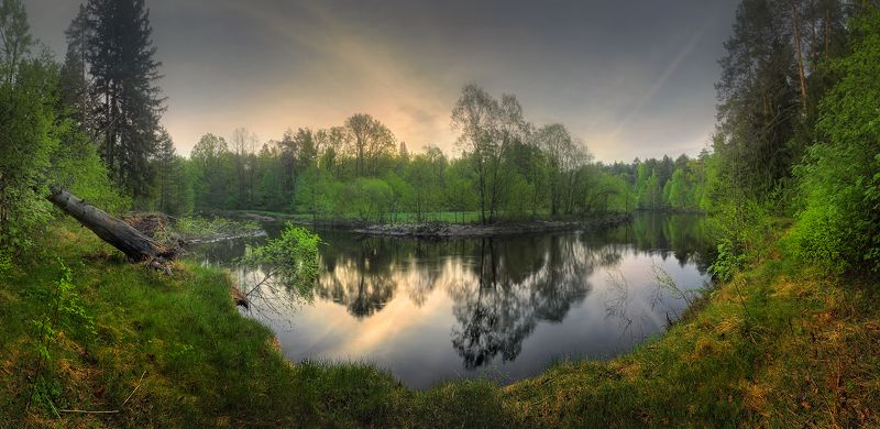 панорама, река, Линда, весна, омут, Нижегородская область В тихом омутеphoto preview