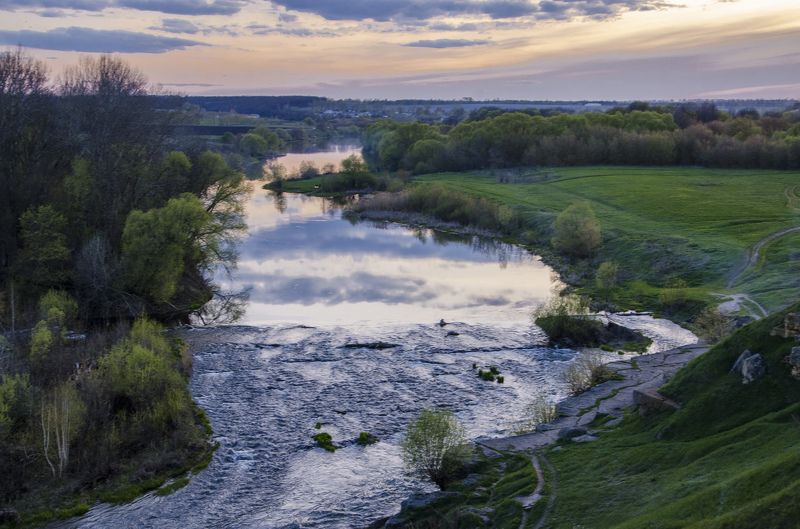 река утро пейзаж облака Вечер на реке Красивая Мечаphoto preview