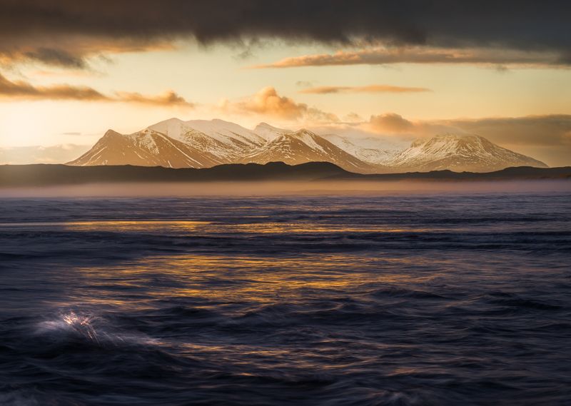 landscape seascape abstract sunrise sunset mood mountain iceland The Beginning of Golden Agephoto preview