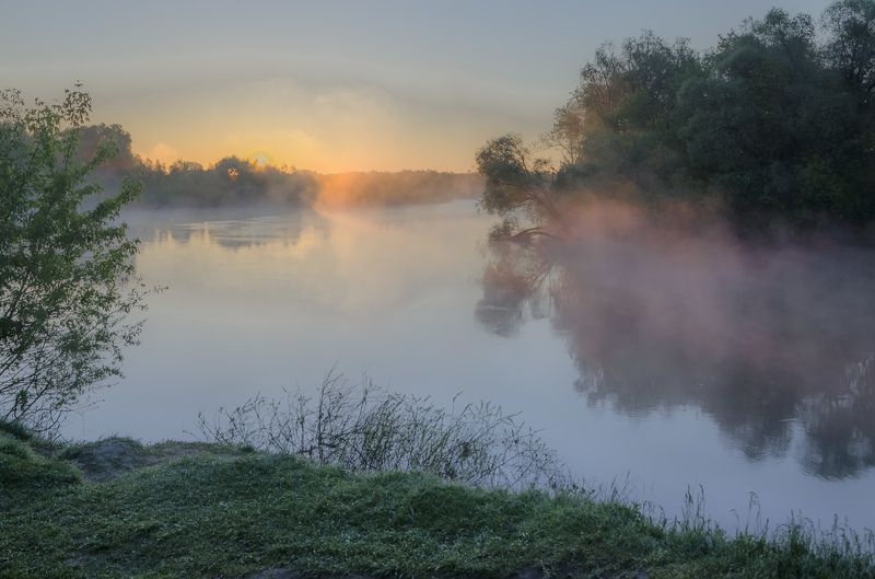 природа. туман. утро Рассвет на Деснеphoto preview