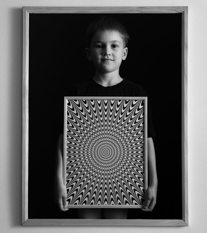 иллюзия, концептуальное фото, дети, черно белое фото, мальчик, рамки Иллюзияphoto preview