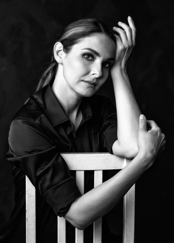attractive, beautiful woman, beauty, chair, darkness, eyes, female, front view, hands, headshot, human face, individuality, indoors, light, lips, looking at camera, monochrome, one person, portrait, pose, shirt, sitting, stool, studio shot, woman Secret Sorrowsphoto preview
