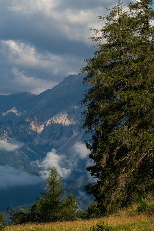 пейзаж альпы австрия лето  Прогулка облаков по горам.photo preview