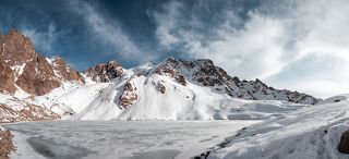 Glacier and lake of Manshuk Mametova.
