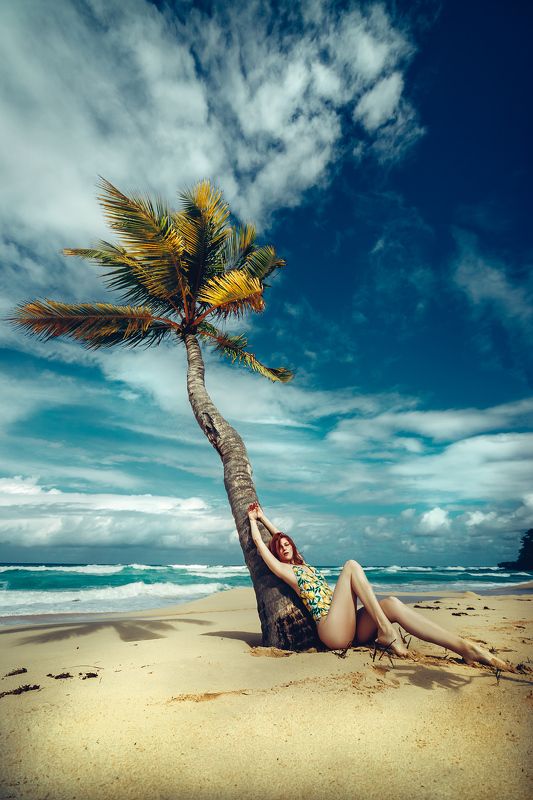 woman, portrait, fashion, beauty, outdoors All I need is a palm tree and a cool breezephoto preview