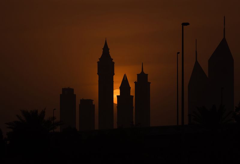 Sunset among the towers