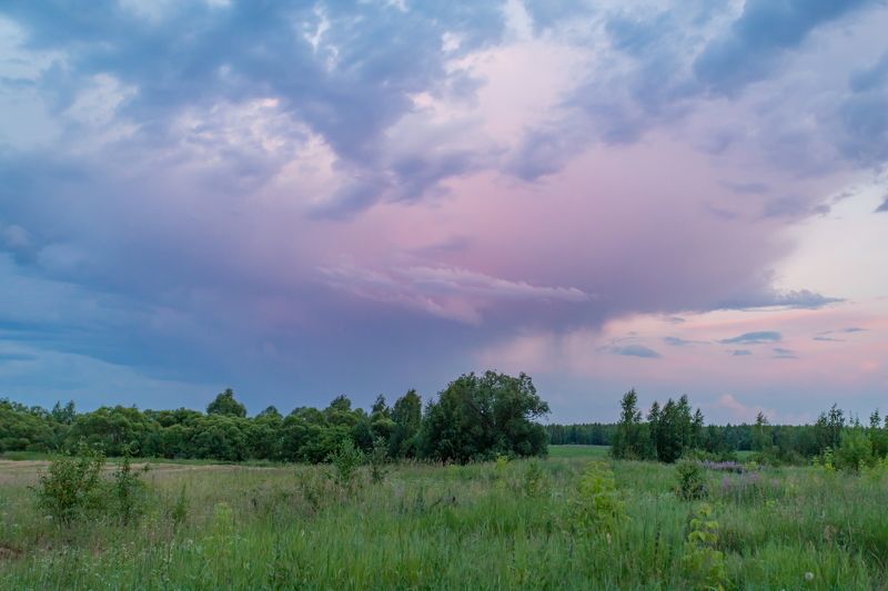вечер, облака, пейзаж, простор Розовое облакоphoto preview