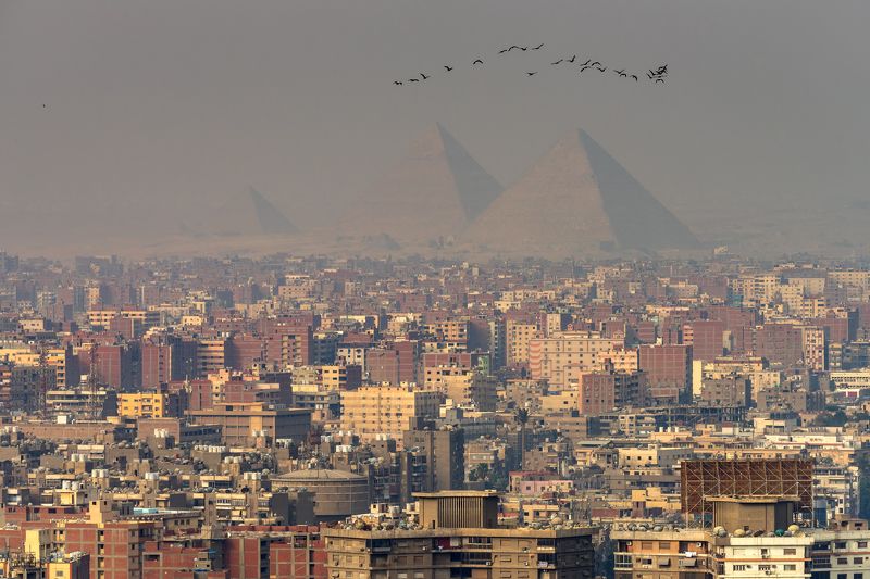 египет каир гиза пирамиды sunrise morning cityscapes architecture cairo giza egypt  Morning atmosphere in Gizaphoto preview