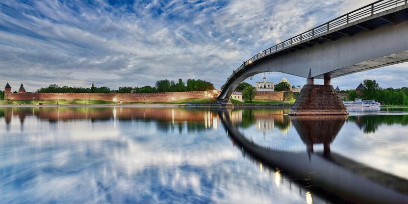 великий новгород, волхов, кремль, река, вечер, мост Великий Новгород. Летоphoto preview