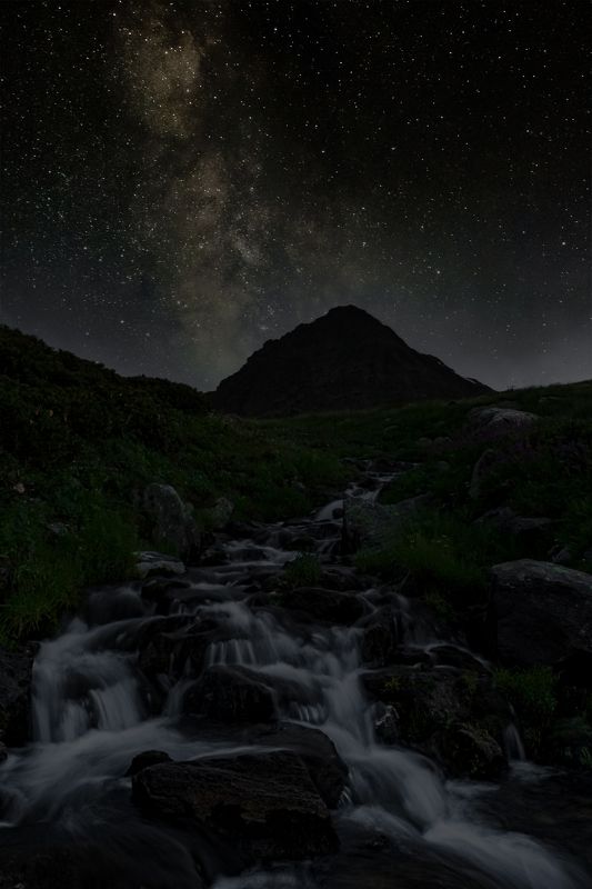 кавказ, архыз, пейзаж, горы, природа, река, ночь, звезды, млечныйпуть Ночь у Семицветного озераphoto preview