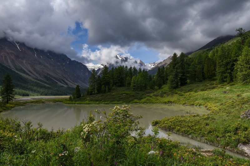 алтай, долина реки актру, гора караташ, гроза Перед грозойphoto preview