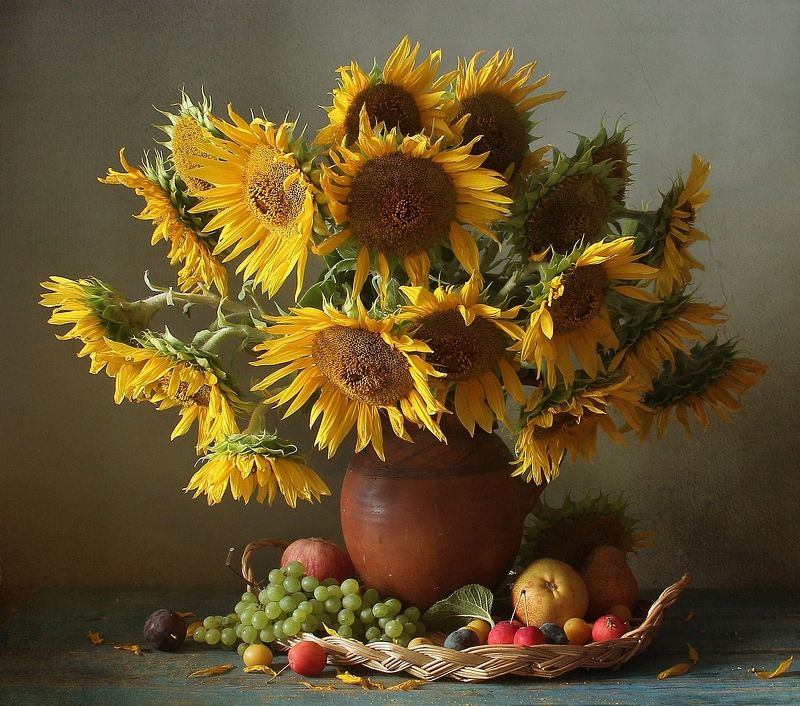 натюрморт, цветы, подсолнухи, лето, марина филатова Августphoto preview