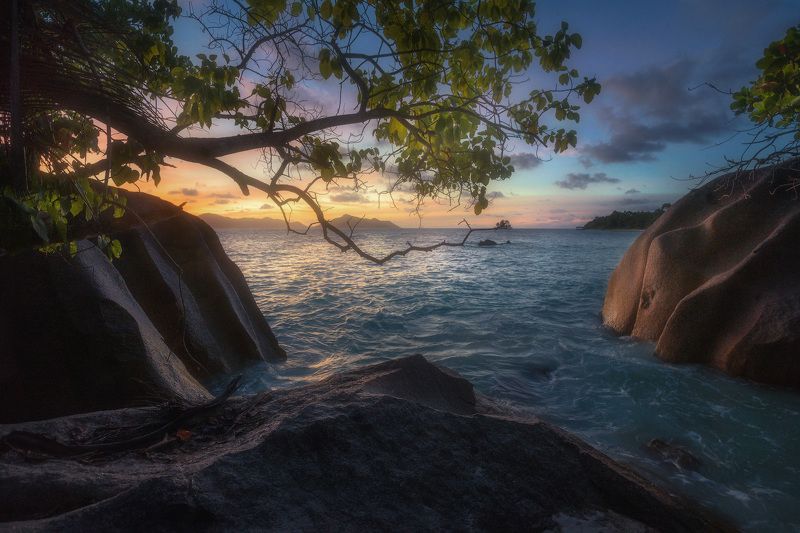 сейшельскиеострова, ладиг, сейшелы, seychelles, ladigue, океан Вечер на Сейшелахphoto preview