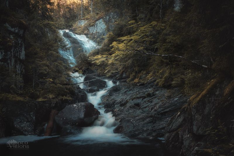 waterfall,woods,forest,woodland,nature,landscape,norway,mountain,river,stream,falls, Magical place in the woodsphoto preview