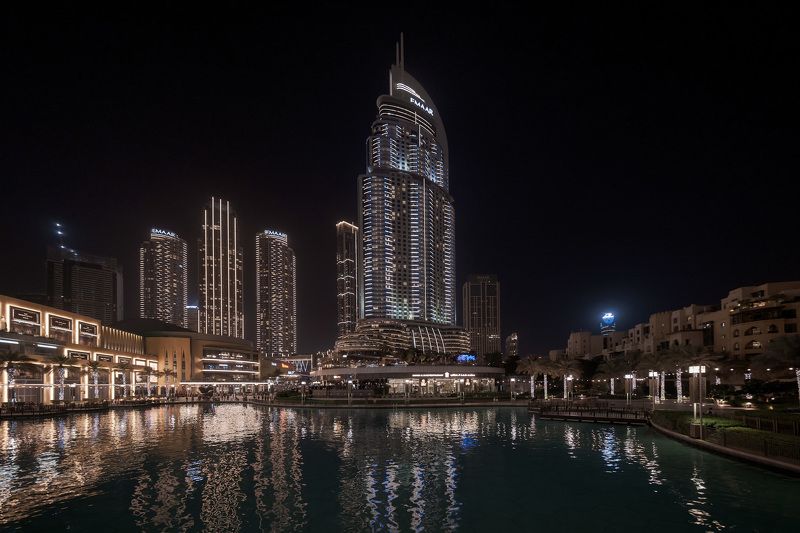 night, dubai, downtown, summer, water, lights, city, skyscraper, landscape, cityscape, scenery, travel, outdoors, uae, dubai, chizh Dubai Downtown Nightphoto preview