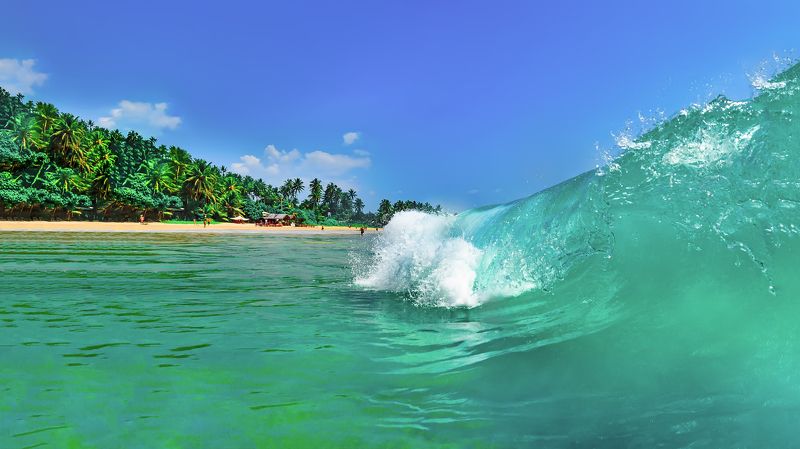 Индийский океан, волна, цейлон, лазурный, прозрачный, чистый, море, пляж, серфинг, отдых, пляжный, азия, юго-восток, шри-ланка, путешествие, тур, лето, жаркий, тропический, остров, джунгли, зелень, лес Волны Индийского океана.photo preview