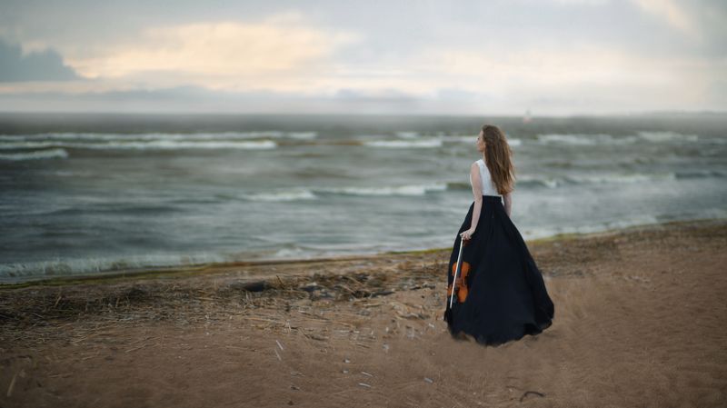 девушка, красивая, море, портрет, жанр, свет, цвет, фотография У моряphoto preview