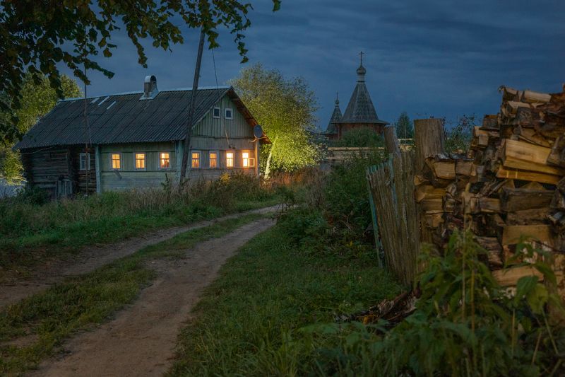 ночь село часовня Сельская ночьphoto preview