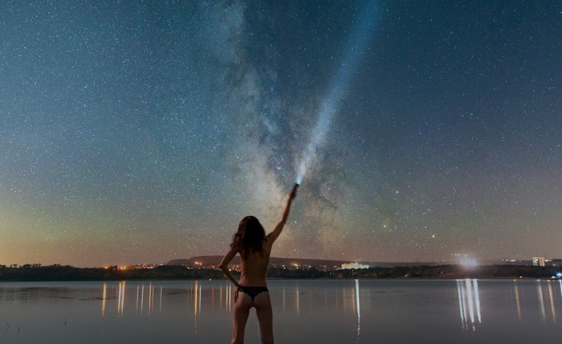 ню, море, звезды, небо, лето Наедине с космосомphoto preview