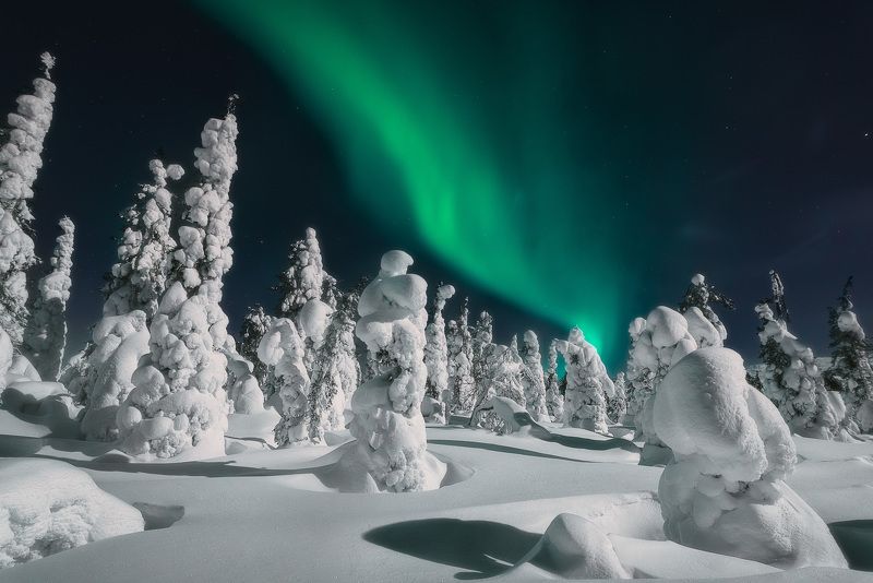 полярное сияние, ночной пейзаж photo preview