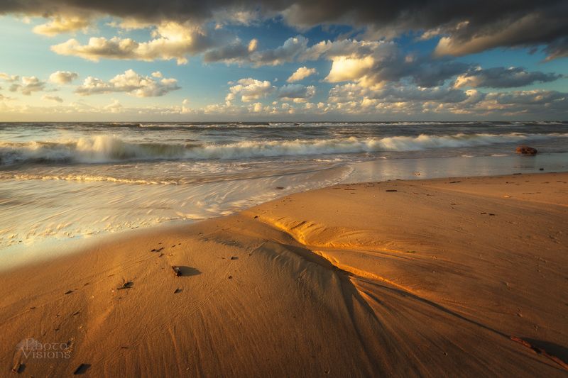 sea,baltic,shoreline,beach,sand,sunset,coast,coastline,seascape, Golden sandy beach фото превью