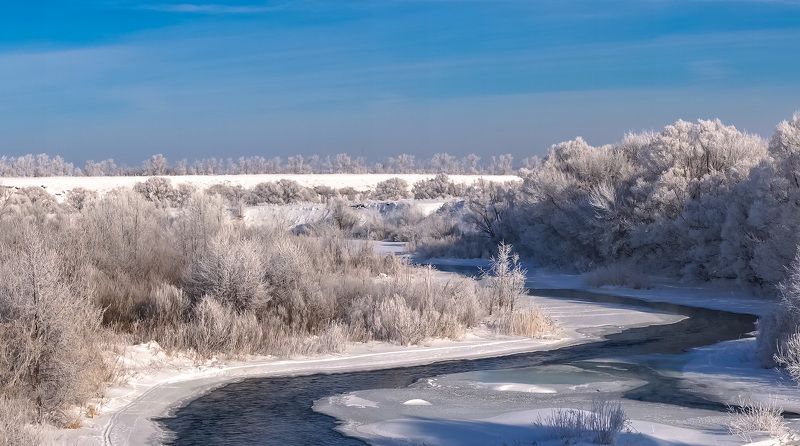 зима, иней, река кшень, ливны, Зима. Река Кшень.photo preview