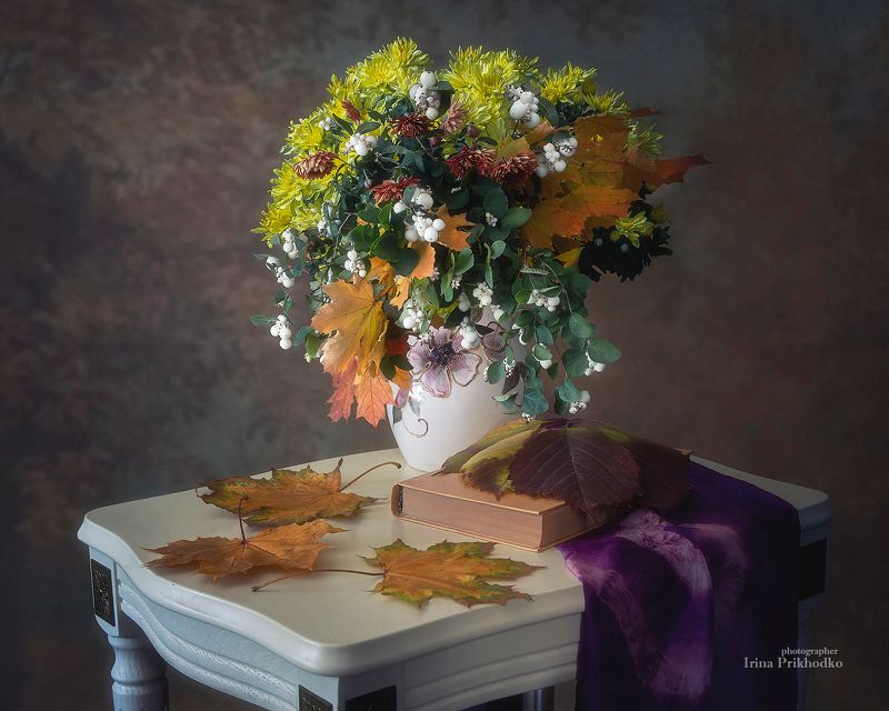 натюрморт, осень цветы, настроение, осенние листья, букет Осенняя поэзияphoto preview