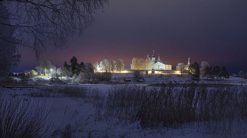 монастырь, ночь, ферапонтово, вологда, зима photo preview