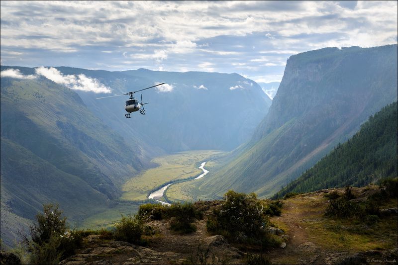 горный алтай, горы, чулышман, вертолет Над Чулышманомphoto preview