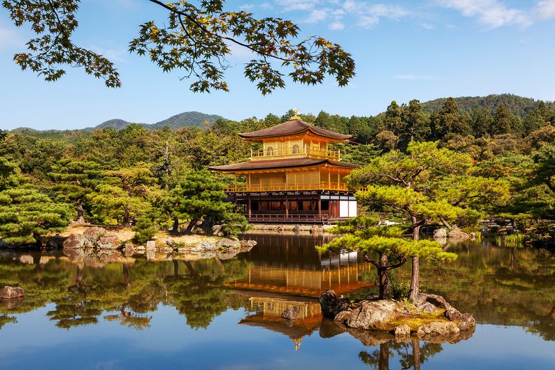 Япония, Киото, Азия, пруд, отражение, природа Золотой павильонphoto preview